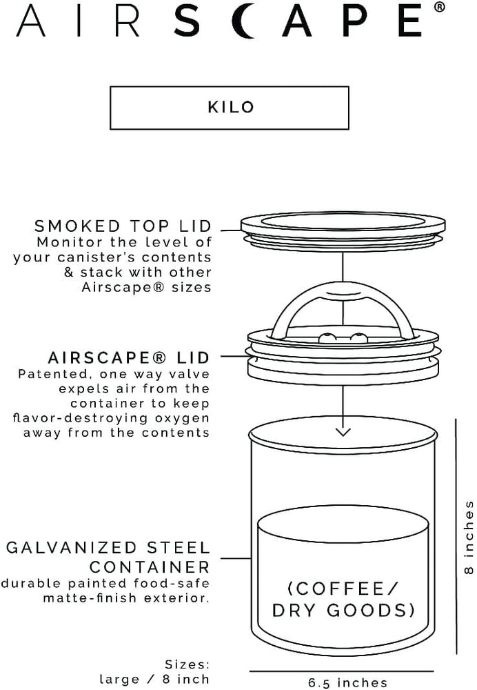 Δοχείο Αποθήκευσης Καφέ Airscape Kilo Ματ Μαύρο 1kg